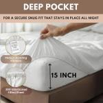 CHATEAU HOME COLLECTION Egyptian Cotton Sheets Queen Size, 400 Thread Count Deep Pocket Bed Sheet Set – Soft Cooling Sateen Weave, 15” Deep Pocket Queen Sheets, White