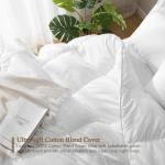 DWR Luxury Oversized King Down Feather Fibers Comforter, Soft Cotton Blend Cover, High Fill Power Medium Weight, Fluffy Down Feather Fibers Duvet Insert with Ties (120x98 Inches, White)