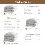 DWR Luxury Oversized King Down Feather Fibers Comforter, Soft Cotton Blend Cover, High Fill Power Medium Weight, Fluffy Down Feather Fibers Duvet Insert with Ties (120x98 Inches, White)