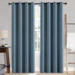 MIULEE Linen Texture Curtains for Bedroom Solid 100% Blackout Thermal Insulated Dusty Blue Curtains Grommet Room Darkening Drapes Luxury Decor for Living Room Nursery 52x84 Inch (2 Panels)