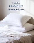 Bed Pillows for Sleeping Queen Size - Set of 2, Soft & Fluffy with Down Alternative Filling - Hotel Luxury Quality, Gusseted Pillow for Back, Stomach & Side Sleepers - Breathable, Comfy & Cozy - White