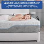 Extra Firm Memory Foam Mattress King 14 Inch, Cool Green Tea/Gel- Mattress with Fiberglass-Free Cover, Two Side White Medium Firm/Grey Extra Firm Mattress for Back Pain, CertiPUR-US, in USA, 80"x76"