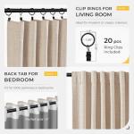 INOVADAY 100% Blackout Curtains for Bedroom, Black Out Curtains 96 Inch Long, Clip Rings Linen Blackout Drapes, Thermal Insulated Room Darkening for Living Room, 2 Panels - Oatmeal,W50xL96