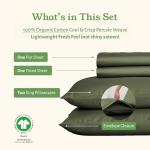 California Design Den Bedsheets King Size Bed Set - Soft 100% 100% Organic Cotton Sheets with Deep Pockets, Crisp Percale, Breathable and Durable Bedding Set - Olive Green