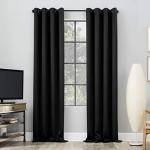 Sun Zero Nordic 2-pack Theater Grade Extreme 100% Blackout Grommet Curtain Panel Pair, 52" x 84", Black