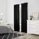 Sun Zero Nordic 2-pack Theater Grade Extreme 100% Blackout Grommet Curtain Panel Pair, 52" x 84", Black