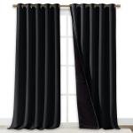 NICETOWN Cold Blocking 100% Blackout Curtains, Durable Black Lined Blackout Curtains for Bedroom, Energy Saving Long Curtains for Patio Sliding Glass Door, Black, 70 inches x 95 inches, 2 Panels