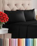 King Size 4 Piece Sheet Set - Comfy Breathable & Cooling Bed Sheets Set - Hotel Luxury Bedding for Women, Men, Kids, Teens, Boys & Girls - Deep Pockets, Ultra-Soft and Wrinkle Free - Oeko-Tex - Black