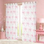 Feelyou Bow Room Darkening Blackout Curtain Boys Girls (2 Panels, 42 x 84 Inch) Pink Girls Bow Curtains for Bedroom Living Room Cute Bowknot Blackout Curtains Kawaii Window Treatments