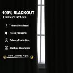 Joywell 100% Blackout Linen Curtains 90 Inch Long for Bedroom Natural Black Out Curtain Modern Neutral Hook Belt Light Blocking Drapes for Living Room Office Window Cream Ivory 2 Panel,W52 x L90