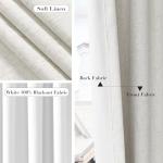Joywell 100% Blackout Linen Curtains 90 Inch Long for Bedroom Natural Black Out Curtain Modern Neutral Hook Belt Light Blocking Drapes for Living Room Office Window Cream Ivory 2 Panel,W52 x L90