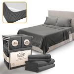 Abeero Home King Size Sheets Set Cooling - Luxury Hotel Sheet - Soft Bed Sheet with Elastic Corner Straps - Deep Pockets Microfiber Bedsheet - Bedding Sheets & Pillowcases - 4 Piece (King, Gray)