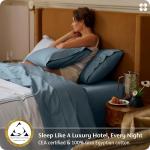 Bedsure 100% Giza Egyptian Cotton Sheets King Size - CEA Certified Silky Luxury Hotel Sheets 18" Deep Pocket with Corner Straps, PureWoven Soft & Beathable Sateen Weave Bedsheets (Dusty Blue,King)