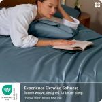 Bedsure 100% Giza Egyptian Cotton Sheets King Size - CEA Certified Silky Luxury Hotel Sheets 18" Deep Pocket with Corner Straps, PureWoven Soft & Beathable Sateen Weave Bedsheets (Dusty Blue,King)