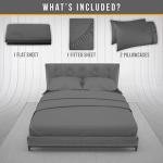 Abeero Home King Size Sheets Set Cooling - Luxury Hotel Sheet - Soft Bed Sheet with Elastic Corner Straps - Deep Pockets Microfiber Bedsheet - Bedding Sheets & Pillowcases - 4 Piece (King, Gray)