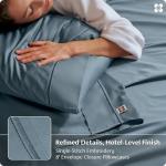 Bedsure 100% Giza Egyptian Cotton Sheets King Size - CEA Certified Silky Luxury Hotel Sheets 18" Deep Pocket with Corner Straps, PureWoven Soft & Beathable Sateen Weave Bedsheets (Dusty Blue,King)