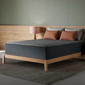 Signature Design by Ashley Gray 1200 Hybrid Firm 12 Inch Charcoal-Infused Gel Memory Foam Mattress with Edge Support for Cool Sleep and Pressure Relief, Queen, Fiberglass Free, Mattress in A Box