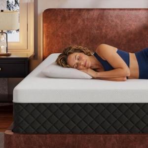 SLEEP100 Firm King Memory Foam Mattress, 12-Inch Gel Cooling Bed in a Box –Adaptive Body Support for Back Pain Relief –CertiPUR-US Certified, No Fiberglass, Motion Isolation, 365-Night Trial, 76x80