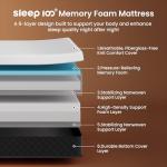 SLEEP100 Firm King Memory Foam Mattress, 12-Inch Gel Cooling Bed in a Box –Adaptive Body Support for Back Pain Relief –CertiPUR-US Certified, No Fiberglass, Motion Isolation, 365-Night Trial, 76x80