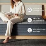 Signature Design by Ashley Gray 1200 Hybrid Firm 12 Inch Charcoal-Infused Gel Memory Foam Mattress with Edge Support for Cool Sleep and Pressure Relief, Queen, Fiberglass Free, Mattress in A Box