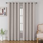 CUCRAF 100% Blackout Curtains 90 inches Length 2 Panels Set, Room Darkening Linen Textured Curtain Grommet for Bedroom Living Room, Light Blocking Thermal Insulated Drapes (52 x 90 Inch,Off White)