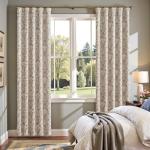 jinchan Floral Blackout Curtains for Bedroom Living Room 84 Inches Length Farmhouse Curtains Room Darkening Vintage Drapes Traditional Rod Pocket Window Treatment 2 Panels Set Taupe on Beige