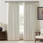 YZ HOME Pinch Pleated Linen Curtains 100% Blackout 84 Inches Long for Living Room Bedroom, Memory Thermal Insulated Room Darkening Window Drapes with Rings Hooks, 2 Panels, Natural, 40" Wx84 L