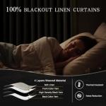 YZ HOME Pinch Pleated Linen Curtains 100% Blackout 84 Inches Long for Living Room Bedroom, Memory Thermal Insulated Room Darkening Window Drapes with Rings Hooks, 2 Panels, Natural, 40" Wx84 L