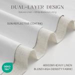 YZ HOME Pinch Pleated Linen Curtains 100% Blackout 84 Inches Long for Living Room Bedroom, Memory Thermal Insulated Room Darkening Window Drapes with Rings Hooks, 2 Panels, Natural, 40" Wx84 L