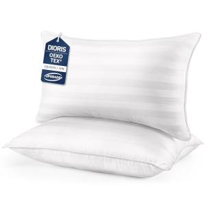 DIORIS Queen Pillows Set of 2 - Bed Pillows for Sleeping, Cooling Down Alternative Pillow, Medium Firm for Side Back Stomach Sleepers, Hotel Quality, Machine Washable