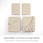 Mellanni Queen Sheets Set - 4 PC Iconic Collection Bedding - Hotel Luxury, Extra Soft, Cooling Bed Sheets - Wrinkle, Fade, Stain Resistant (Queen, Beige)