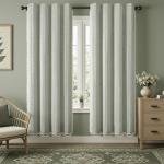 XOGUIBO Sage Green Boho Blackout Curtains 2 Panels 84 Inch for Living Room Bedroom, Linen Texture Farmhouse Curtains with Tassels and White Cotton Embroidery Vintage Rustic Country Western