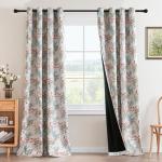 H.VERSAILTEX 100% Blackout Floral Curtains 84 inch Length 2 Panels Vintage Curtains Patterned Printed Thermal Insulated Curtain for Living Room Bedroom Window Treatment Grommet Drapes, Teal/Rust