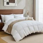 KUSNUG Hotel Goose Feather Down Fiber Comforter King Size, 100% Organic Cotton Duvet Insert with 8 Loops, All Season Extra Fluffy Luxury Bedding(106"x90", White)