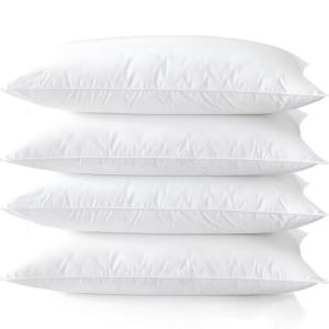 Acteb Medium Support Bed Pillows Queen Size Set of 4 Pack for Sleeping 20"x30", Hypoallergenic Skin Friendly Down Alternative Filling for Side Stomach Back Sleeper Machine Washable