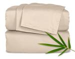 Pure Bamboo Queen Sheets, Genuine 100% Organic Viscose Derived from Bamboo Bed Sheet Set, Luxuriously Soft & Cooling, Double Stitching, 2 Year Quality Promise (Queen, Almond)