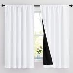 NICETOWN White 100% Blackout Curtains for Bedroom, 2 Thick Layers Completely Blackout Rod Pocket Thermal Insulated Drapes for Kitchen Window (1 Pair, 62 inches Width x 63 inches Length Each Panel)