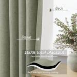 Sage Green 100% Blackout Linen Curtains 84 Inch Length 2 Panels Set for Living Room Bedroom Back Tab Thermal Insulated Black Out Drapes Room Darkening Farmhouse Style for Bedroom Window Curtains