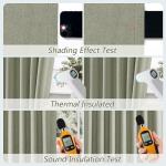 Sage Green 100% Blackout Linen Curtains 84 Inch Length 2 Panels Set for Living Room Bedroom Back Tab Thermal Insulated Black Out Drapes Room Darkening Farmhouse Style for Bedroom Window Curtains