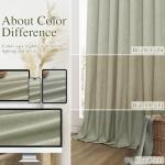 Sage Green 100% Blackout Linen Curtains 84 Inch Length 2 Panels Set for Living Room Bedroom Back Tab Thermal Insulated Black Out Drapes Room Darkening Farmhouse Style for Bedroom Window Curtains