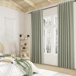 Sage Green 100% Blackout Linen Curtains 84 Inch Length 2 Panels Set for Living Room Bedroom Back Tab Thermal Insulated Black Out Drapes Room Darkening Farmhouse Style for Bedroom Window Curtains