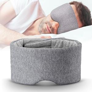 Cotton Sleep Eye Mask for Men Women, 100% Blocking Light Sleeping Mask for Side Sleeper, Soft Zero Pressure Cooling Blackout Eye Masks for Sleep, Eye Covers for Sleeping fits All Heads Adjustable