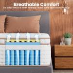 BedStory Firm King Mattress - 12 Inch Hybrid Mattress King with Ideal Lumbar Support and Reinforced Edges - Back Pain Relief, Motion Isolation - Fiberglass-Free, CertiPUR-US, 365-Night Trial