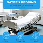 SATEEN BEDDING STORE 3 Piece Hospital Bed Sheet Set, 100% Egyptian Cotton 400 Thread Count, Soft and Comfy, Standard Size 36X80 Inch with 6 Inch Deep Pocket, White Solid