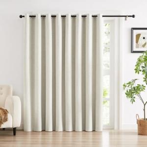 Anpark Natural 100% Blackout Linen Curtains for Bedroom Black Out Curtains 84 Inch Long 1 Panel Extra Wide Farmhouse Window Curtain for Living Room,Grommet Room Darkening Drapes,100" W x 84" L