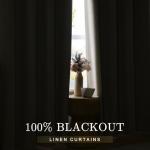 Anpark Natural 100% Blackout Linen Curtains for Bedroom Black Out Curtains 84 Inch Long 1 Panel Extra Wide Farmhouse Window Curtain for Living Room,Grommet Room Darkening Drapes,100" W x 84" L