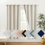 NICETOWN Natural Bedroom Full Blackout Linen Curtain Panels Set of 2, 52" by 72", Cold Reducing Thick Insulated Classic Grommet Blackout Draperies with White Thermal Insulated Liner for Windows