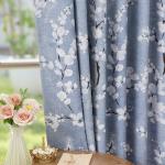 FMFUNCTEX 100% Blackout Floral Curtains for Bedroom, Blue Curtains 63 inch Length Blossom Flower Patterned for Living Room, Thermal Insulated Farmhouse Drapes, Grommet Top 2 Panels (White on Blue)