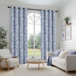 FMFUNCTEX 100% Blackout Floral Curtains for Bedroom, Blue Curtains 63 inch Length Blossom Flower Patterned for Living Room, Thermal Insulated Farmhouse Drapes, Grommet Top 2 Panels (White on Blue)