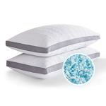 Meoflaw Cooling Pillows Standard Size Set of 2,Shredded Memory Foam Bed Pillows for Sleeping,Standard Pillows for Back & Side Sleepers,Adjustable Standard Size with Washable Cover